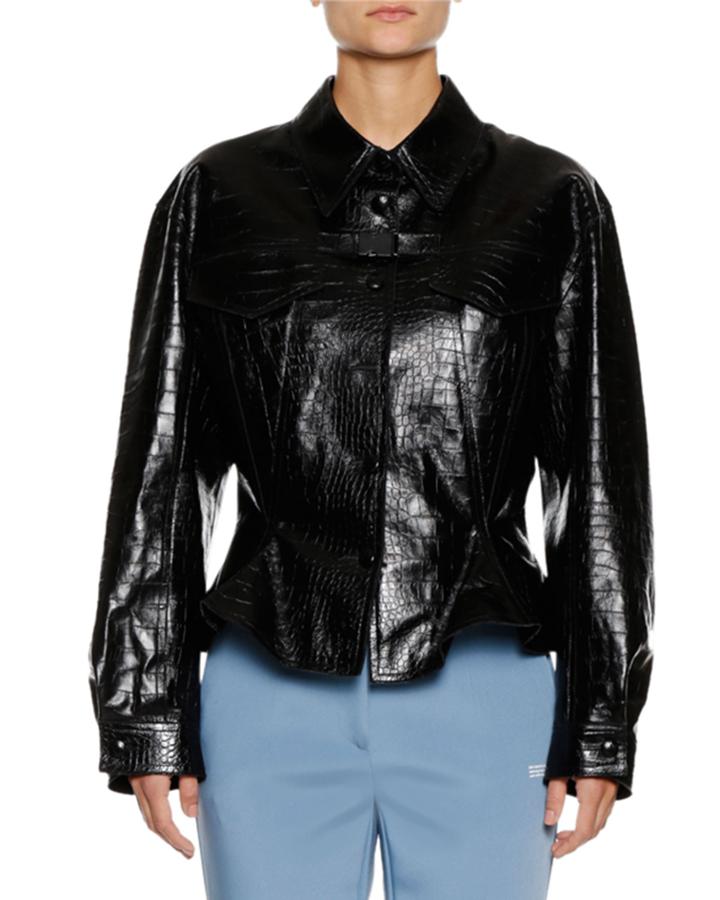 Embossed Crocodile Peplum