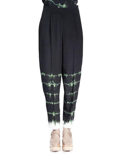 Relaxed-leg Tie-dye Pants, Emerald/multi