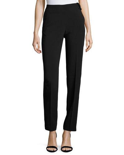 Straight-leg Crepe Pants, Black