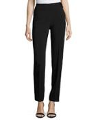 Straight-leg Crepe Pants, Black