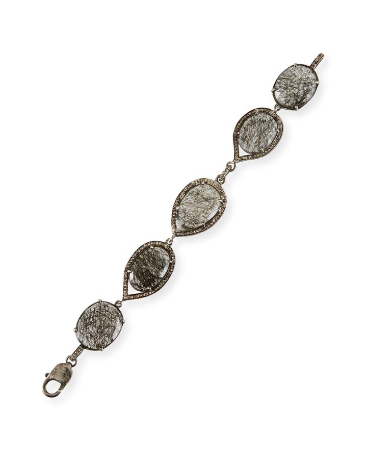 Rutilated Quartz Diamond-halo Bracelet