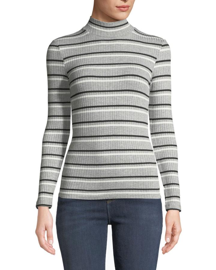 Turtleneck 70's Inspired Striped Ribbed