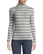 Turtleneck 70's Inspired Striped Ribbed