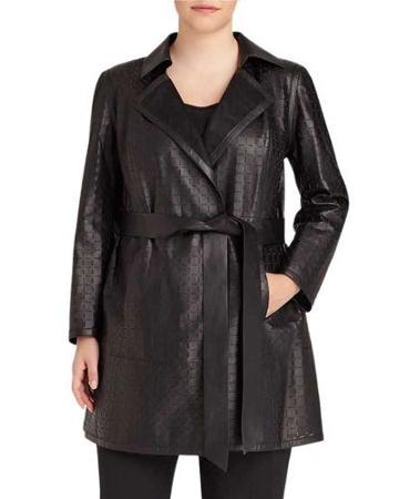 Jeanette Laser-cut Coat, Black,