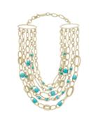 18k Nova Multi-strand Collar Necklace In Turquoise/gold