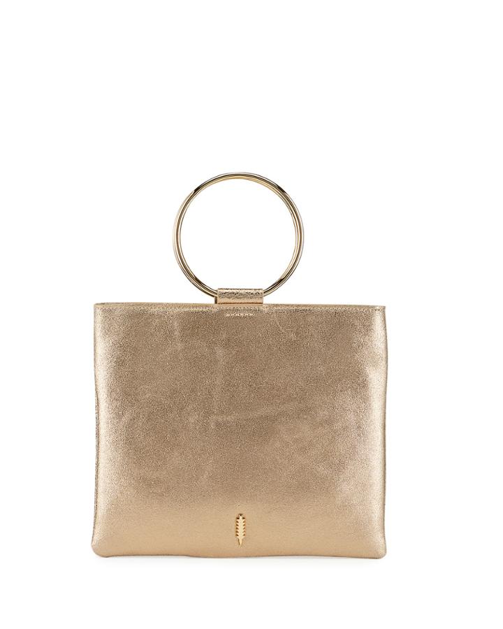 Le Pouch Ring Metallic Leather Crossbody Bag