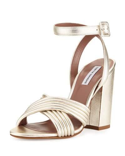 Nora Crisscross Chunky-heel Sandal, Champagne Gold
