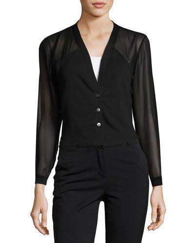 Falling Feather Crop Cardigan, Onyx
