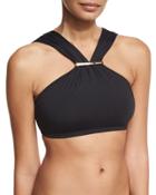 High-neck Bikini Top With Hardware Detail