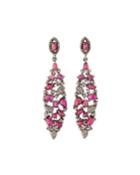 Gray Rose-cut Diamond & Glass Filled Ruby Earrings