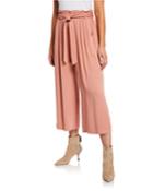 Wide-leg Pleated Crop Pants