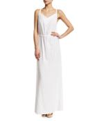 Canvas Sleeveless Cover-up Maxi Dress, White