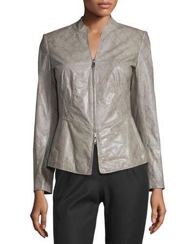 Maci Snake-print Leather Jacket, Castle
