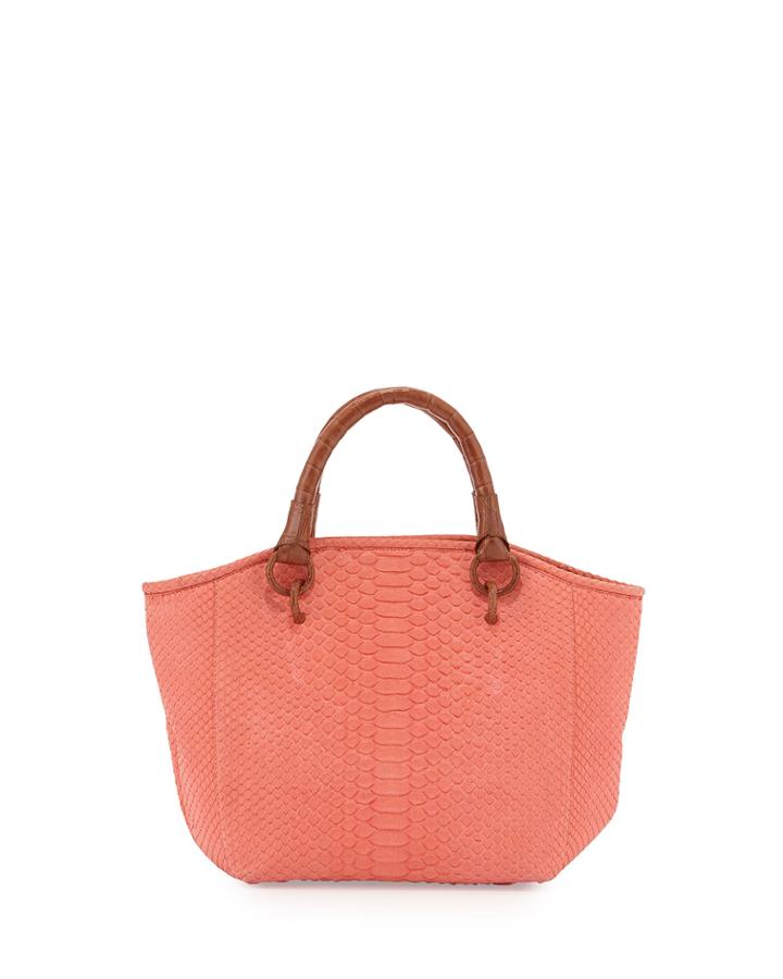 Nancy Gonzalez Python Crocodile-trim Tote Bag, Salmone, Women's,