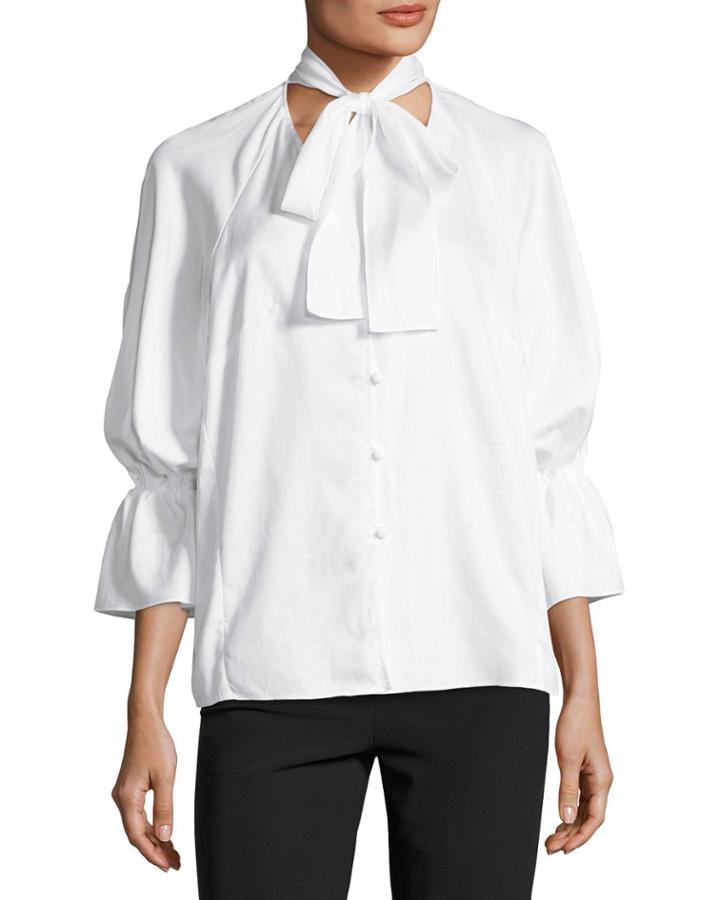 Serena Button-front Poplin Top