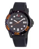 42mm Men's Akron Watch W/ Rubber Strap, Black/orange