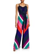 Remote Chevron Striped Sleeveless Jumpsuit