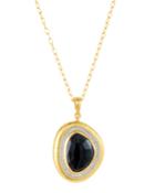 Black Spinel & Diamond Amorphous Pendant Necklace