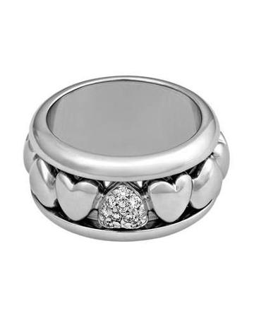 Estate 18k Diamond Heart Band Ring,