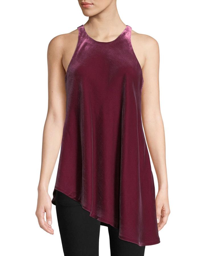 Dylan Velvet Asymmetric Draped Racerback Tank Top