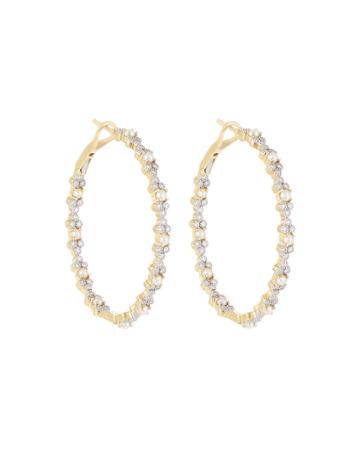 Provence 18k Diamond & Pearl Hoop Earrings