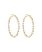 Provence 18k Diamond & Pearl Hoop Earrings