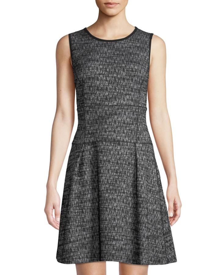 Tweed Knit Sleeveless Fit-&-flare Dress