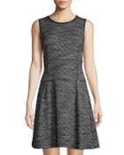 Tweed Knit Sleeveless Fit-&-flare Dress