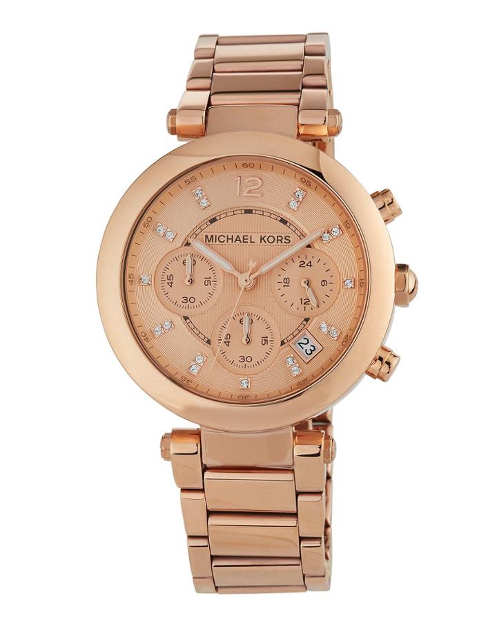39mm Parker Chronograph Bracelet Watch, Rose Gold