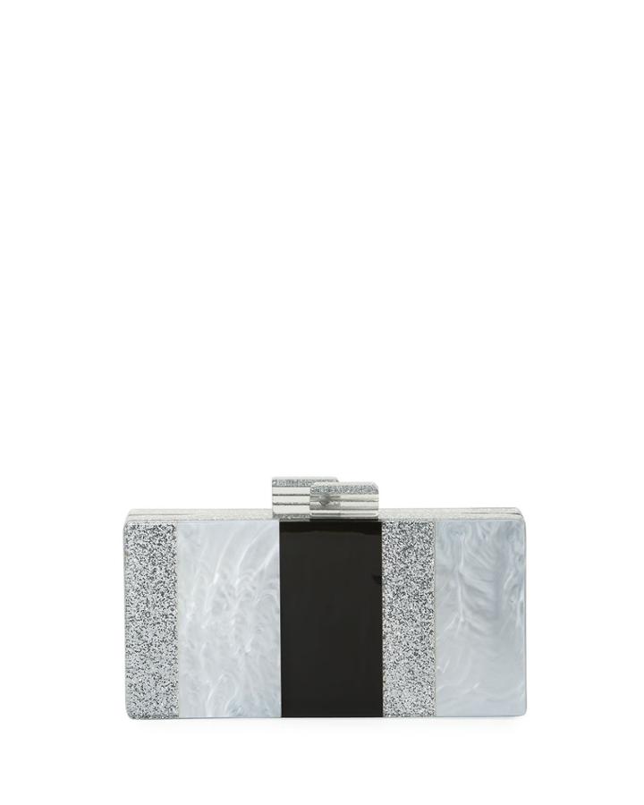 Striped Resin Evening Box Clutch Bag