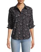 Work Floral Button-down Cotton