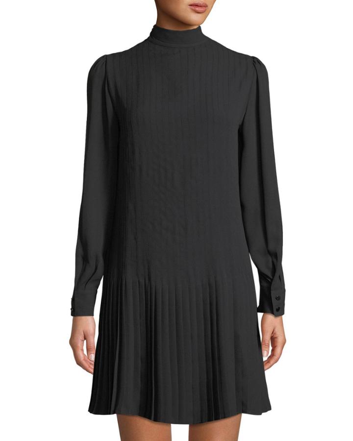 Rambling Roses Long-sleeve Pleated Dress