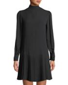 Rambling Roses Long-sleeve Pleated Dress