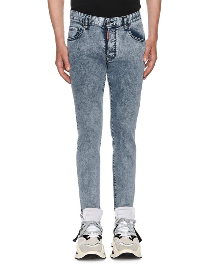 Men's Acid Wash Skater Slim Straight-leg Jeans