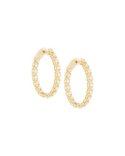 14k Yellow Gold Diamond Hoop Earrings,