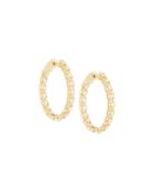 14k Yellow Gold Diamond Hoop Earrings,