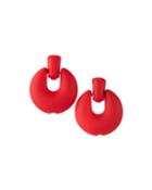 Matte Red Doorknob Earrings