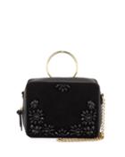 Harper Beaded Suede & Leather Ring-handle Crossbody Bag