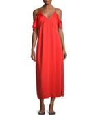 Stretch Crepe Cold-shoulder Midi Dress,