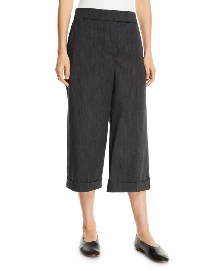 High-rise Cropped Wool Trouser Pants