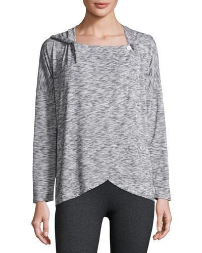 Draped Wrap Hooded Cardigan, Heather White