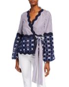 Myrna Striped Embroidered Tie Top