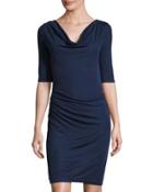 Cowl-neck Side-ruched Dress, Night Iris