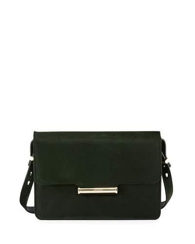 Diane Calf-hair Crossbody Saddle Bag, Emerald