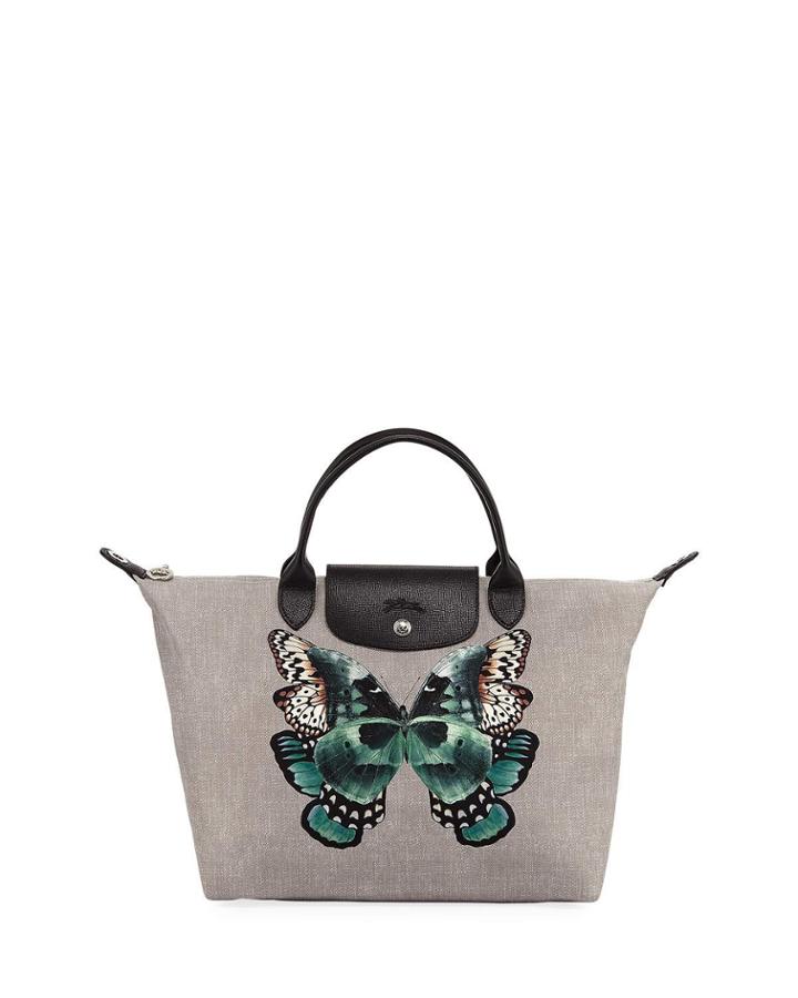 Le Pliage Medium Butterfly-print Top-handle Tote Bag