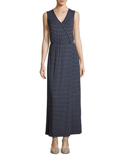 Striped Jersey Maxi Dress, Blue Pattern
