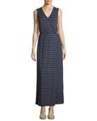 Striped Jersey Maxi Dress, Blue Pattern