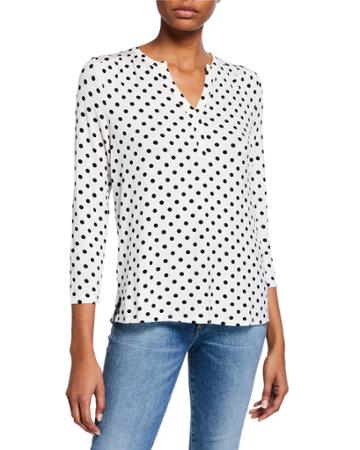 Polka-dot V-neck Blouse