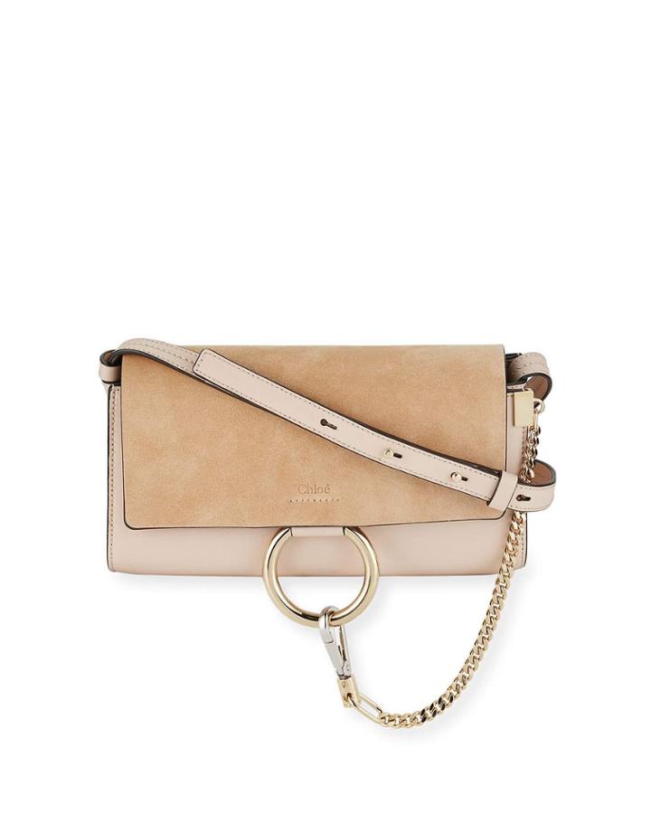 Faye Small Calfskin Crossbody Bag, Pink