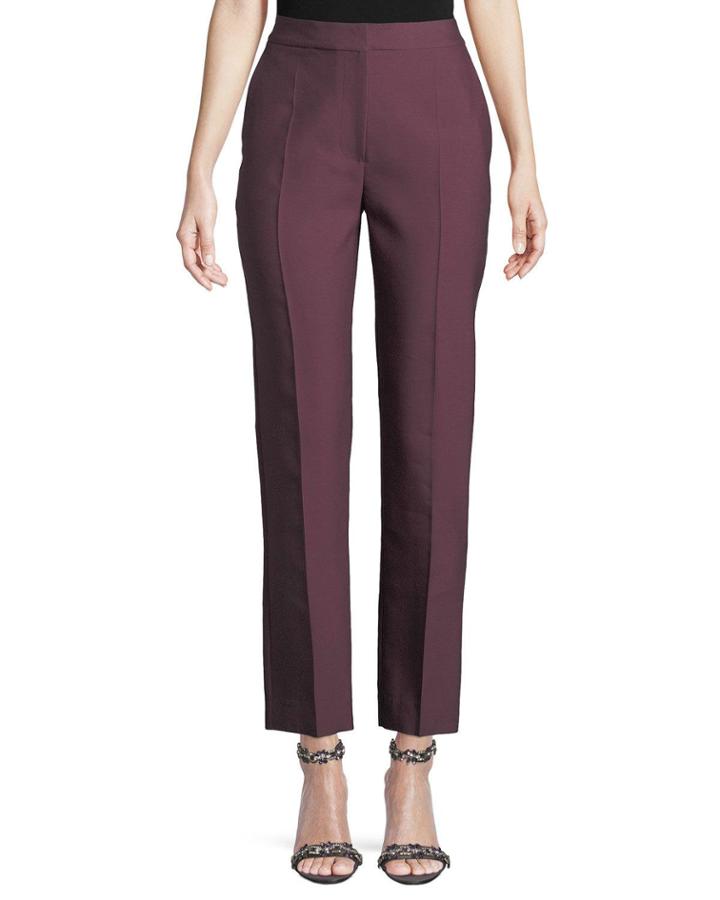 High-rise Straight-leg Wool/silk Pants